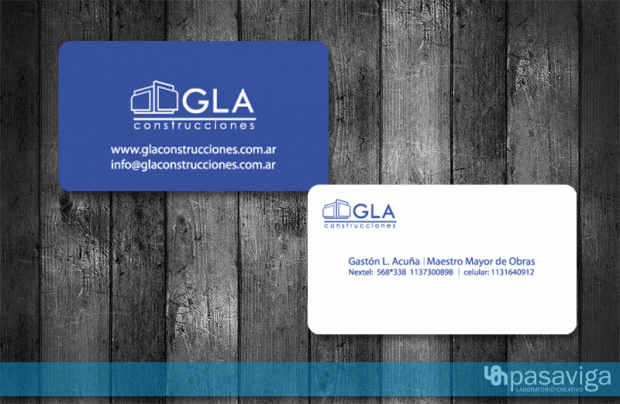 DiseÃ±o de tarjetas personales para GLA Construcciones